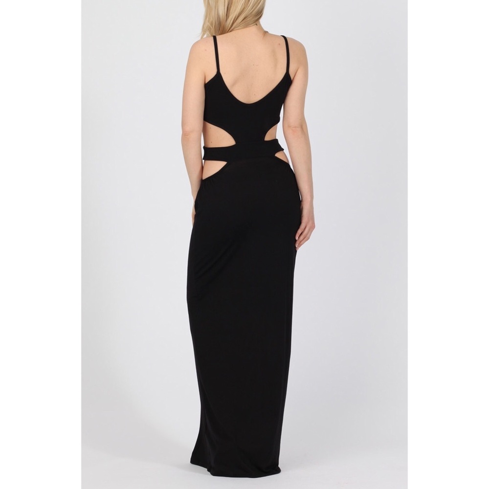 ONE LEFT! Black Waist Cutout Bodycon Maxi Dress - Picture 4 of 6